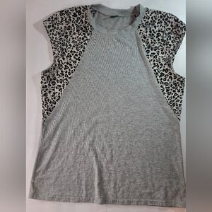 SHEIN Gray and Black Leopard Print blouse women's size s